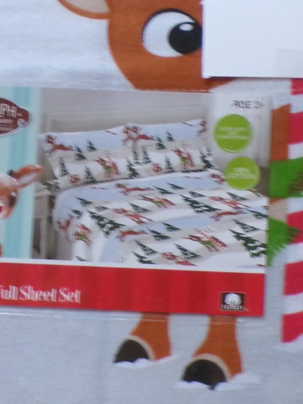 RUDOLPH THE RED NOSED REINDEER CHRISTMAS FLANNEL SHEETS 3 PIECE SET FULL SIZE